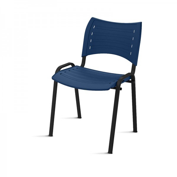 Cadeira Smart com estrutura epoxy negra e carcaça de plástica cor azul